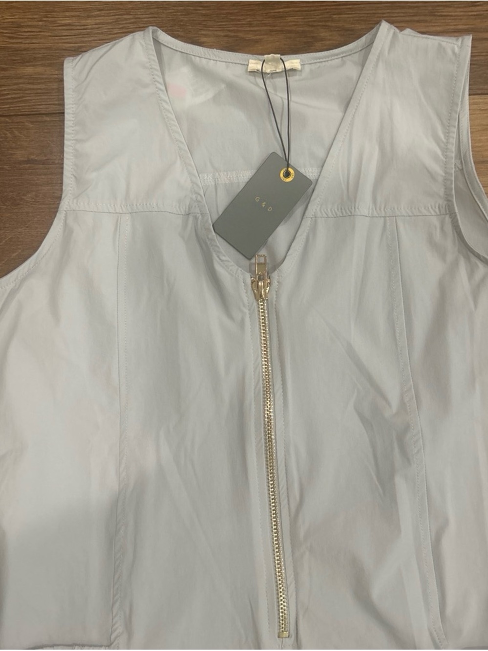 Light Gray Zip-Front Sleeveless Top